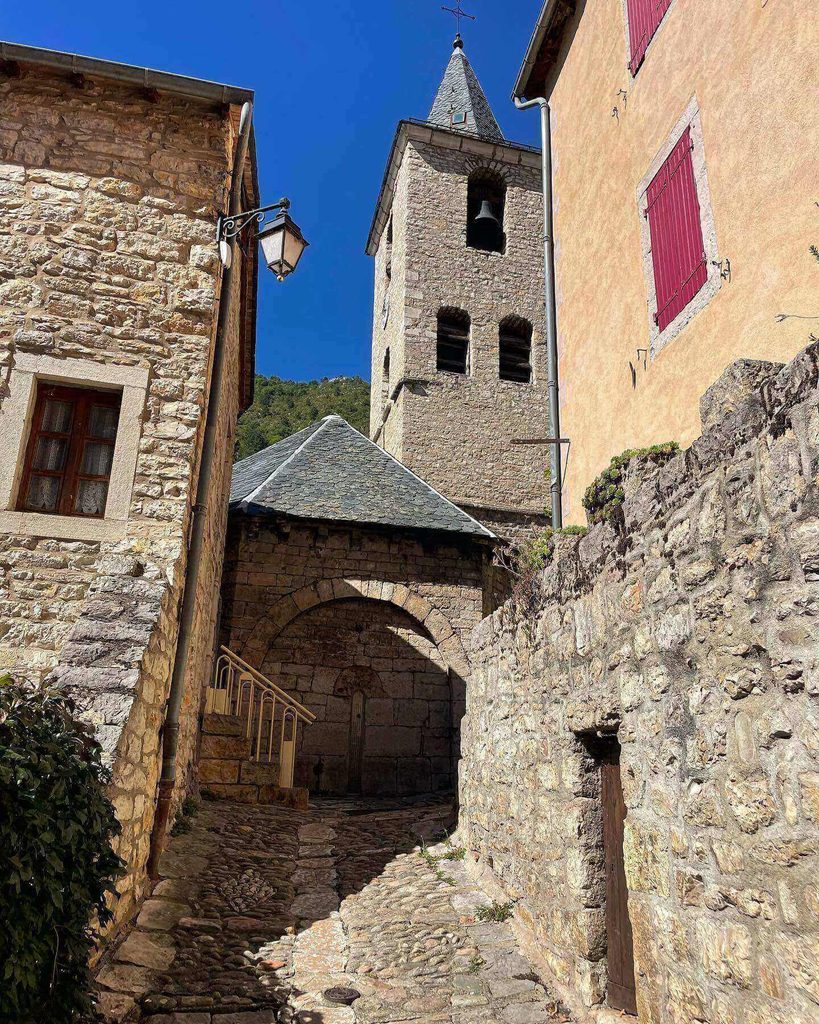 Notre-Dame-du-Gourg Romanesque church in Sainte-Enimie, France