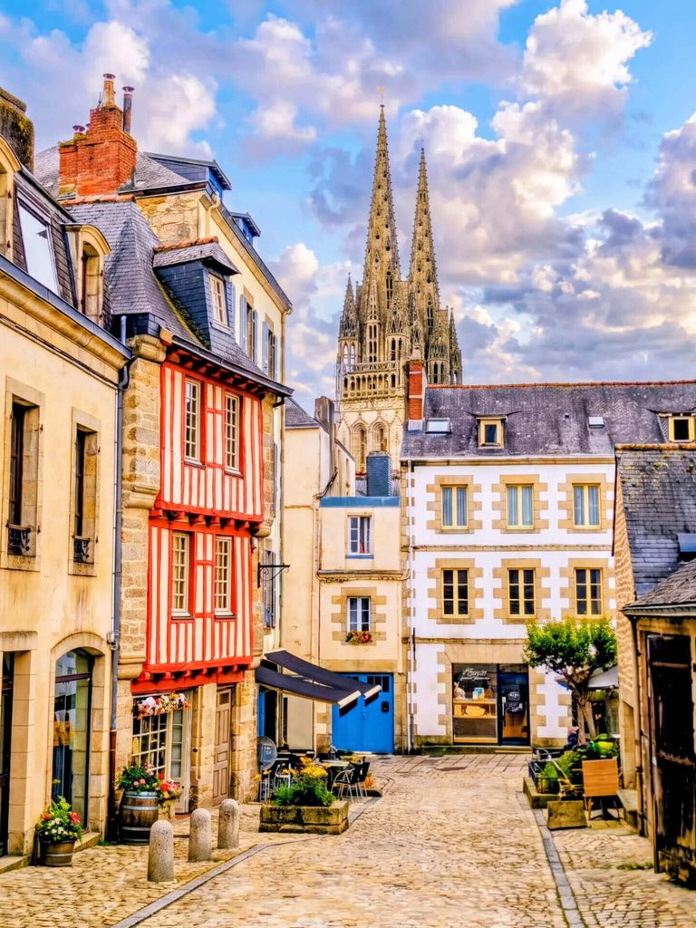 Historic centre of Quimper with traditional buildings and streets