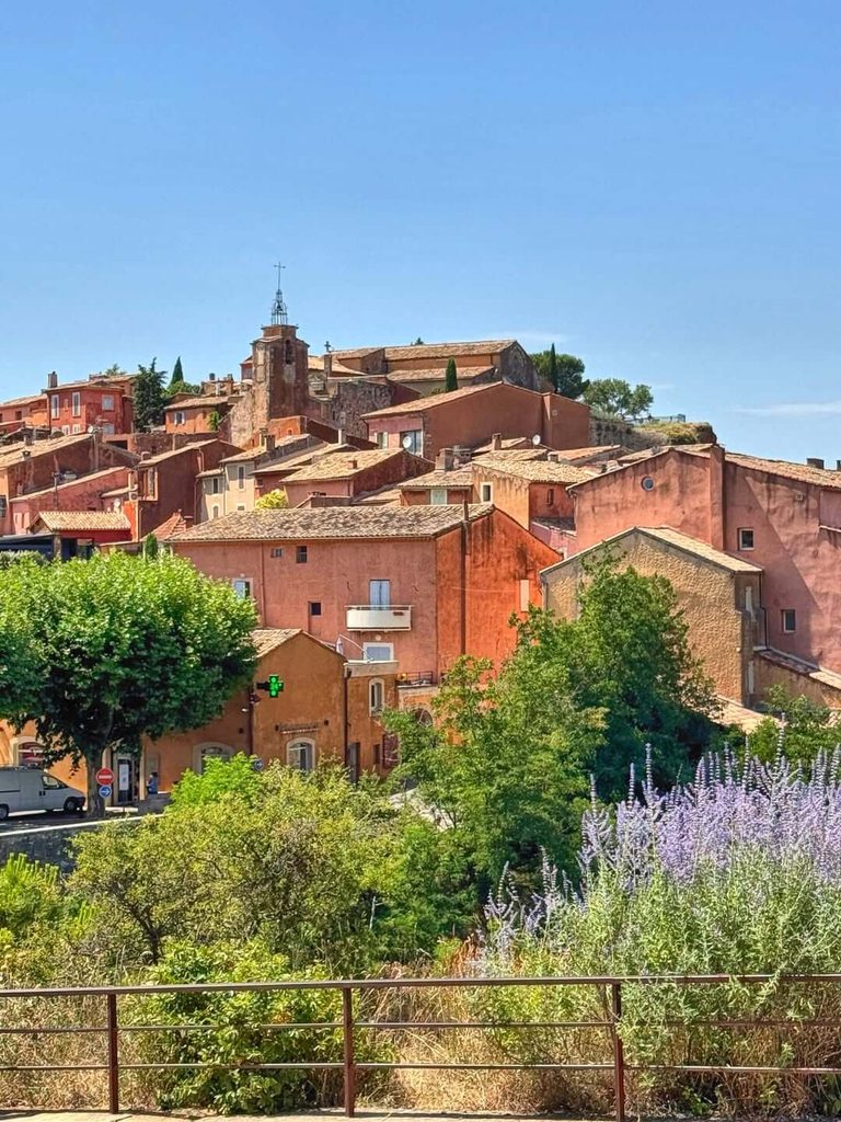 Roussillon village surrounded by the ochre landscape of Provence