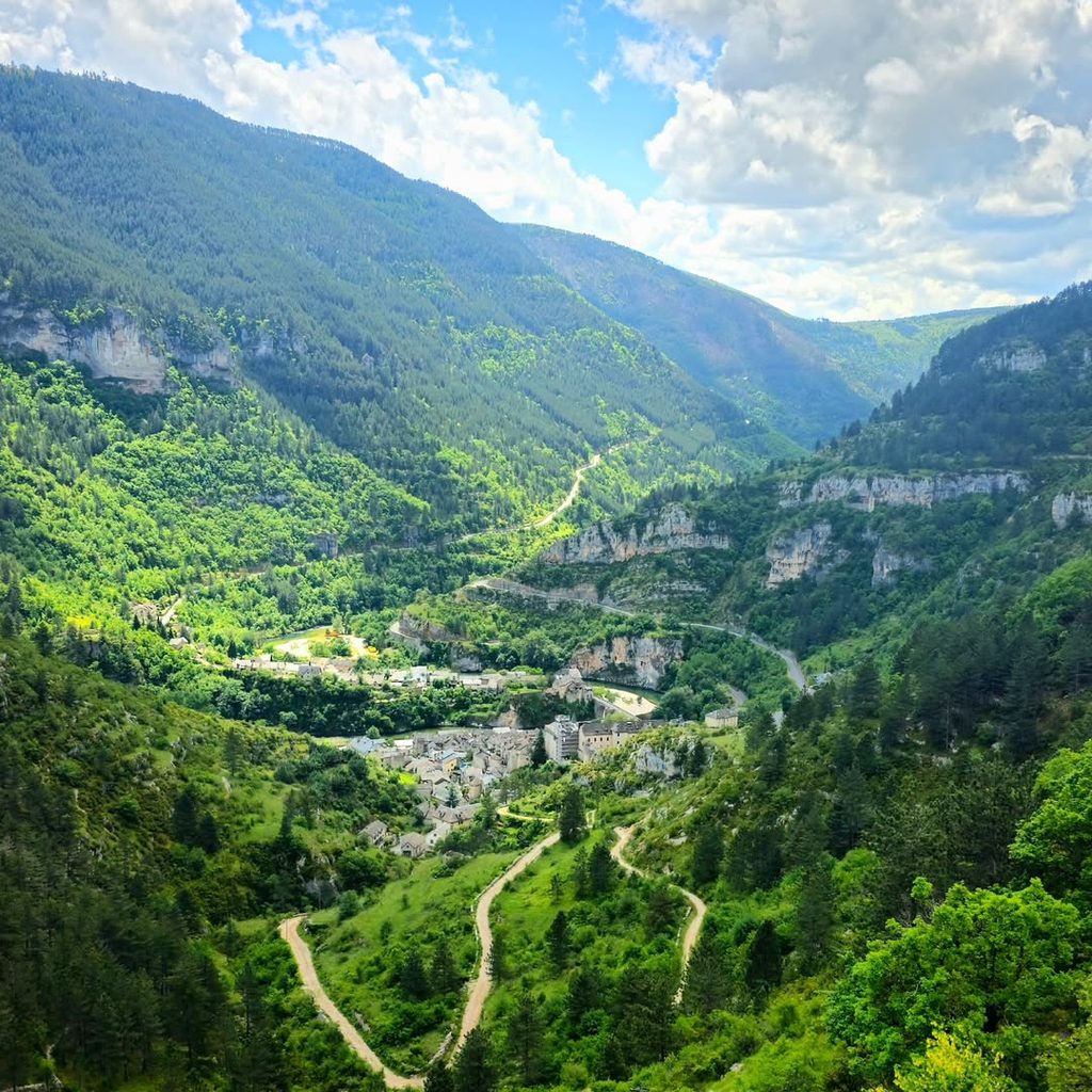 Panoramic view of Sainte-Enimie and the Gorges du Tarn