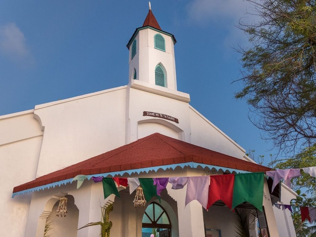 Historic coral-stone church in Tetamanu South Fakarava