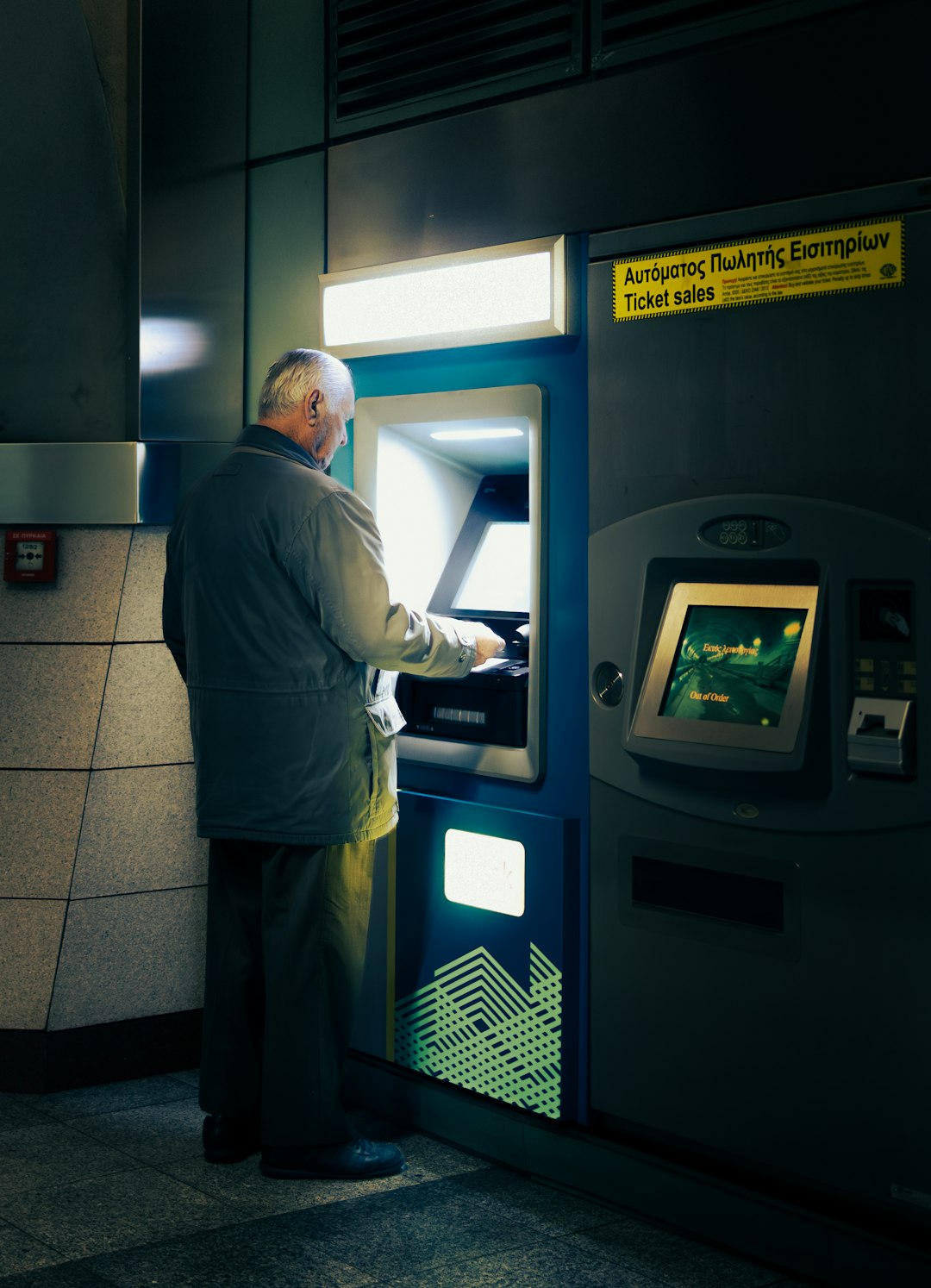 Standalone ATMs parked next to the real ones